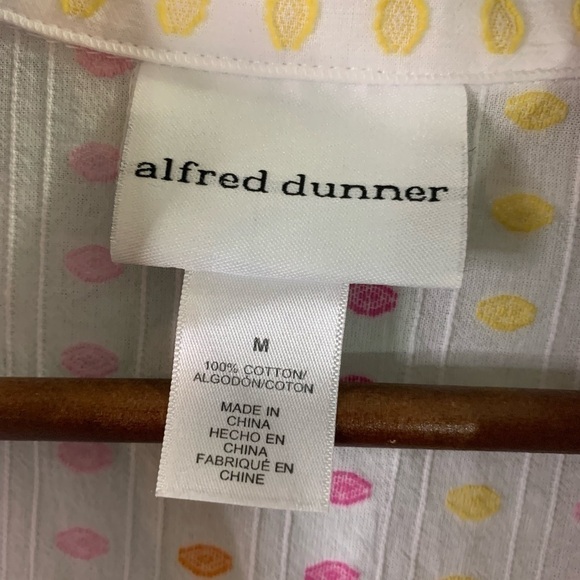 Women’s Alfred Dunner multi color polka dot button up blouse - Picture 3 of 5